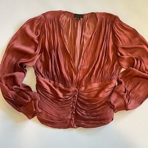 Current Air Rust Pleated Blouse